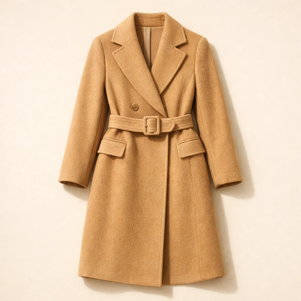 Camel Belt Wool Coat
